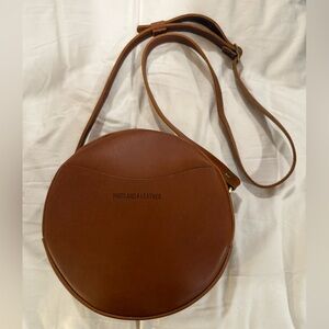 Portland Leather large Round Tan leather Crossbody Bag